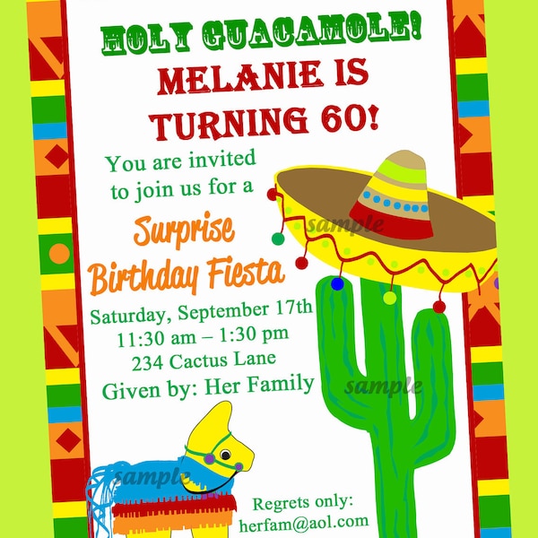 Fiesta Party Invitation Printable or Printed with FREE SHIPPING - Birthday, Rehearsal Dinner, Wedding, Just Because