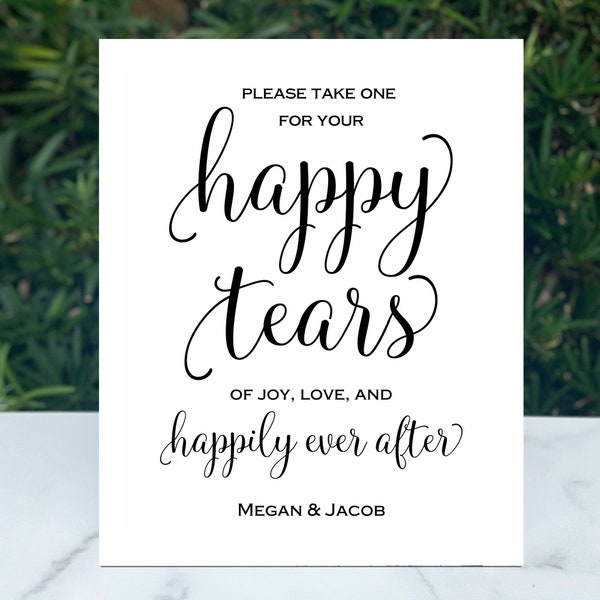 Printed Happy Tears Tissues Wedding 8x10" Sign Poster or Foam Board Shower