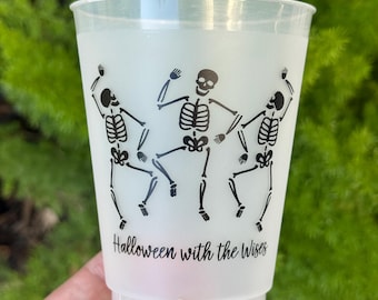 Personalized Halloween Party Cups: Dancing Skeletons, Frosted 16oz
