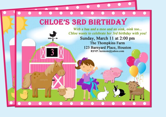 Barnyard Farm Invitation Printable or Printed with FREE SHIPPING - You ...
