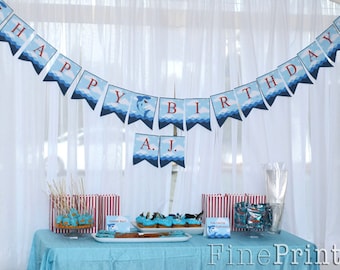 Shark Happy Birthday Banner Printable - Instant Download - Shark Party Collection