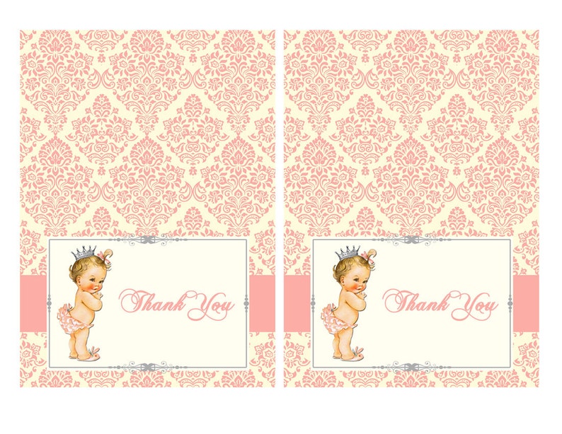 Vintage Baby Thank You Note Printable Instant Download Etsy