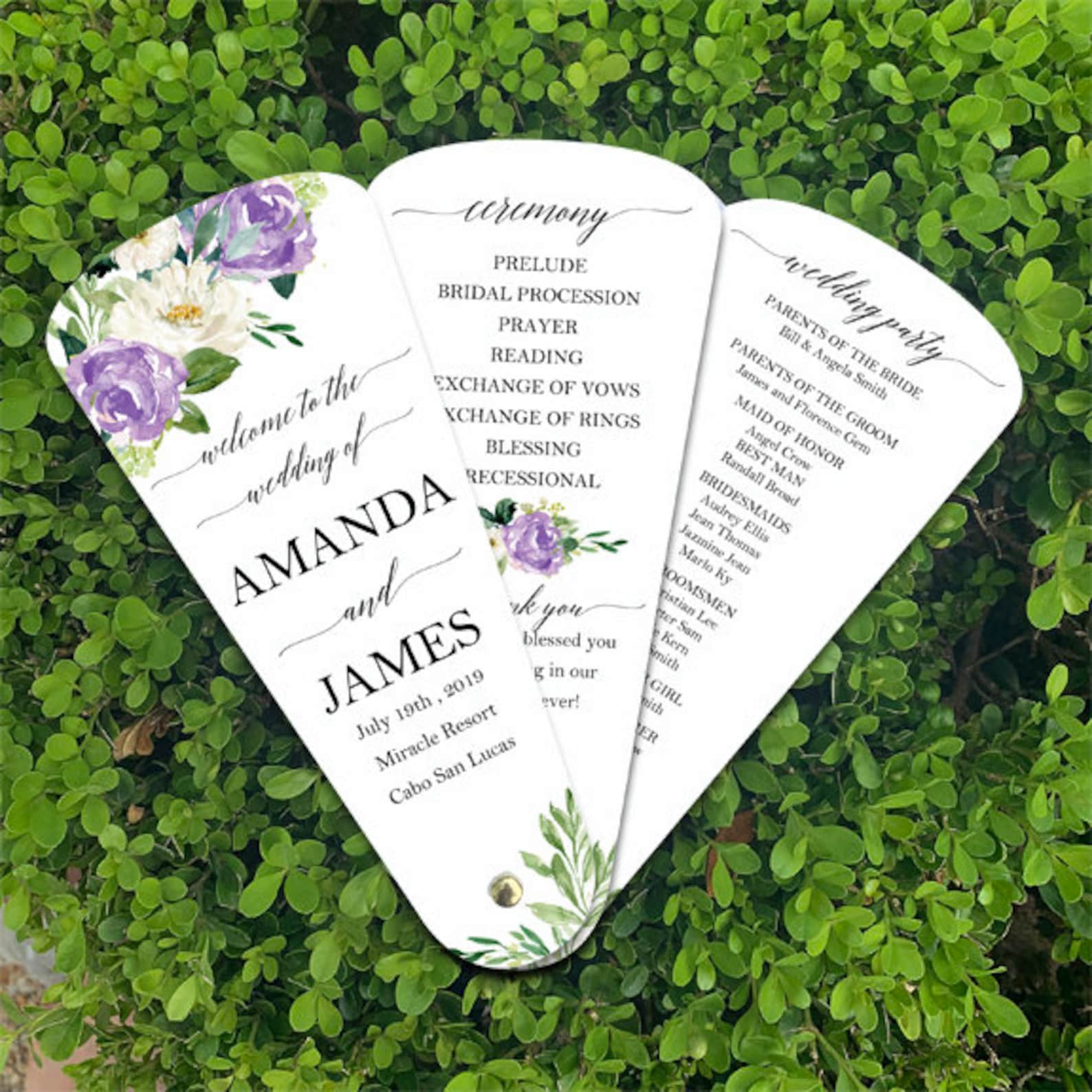 Purple-themed wedding ceremony supplies - lilac wedding programs - Marilyn collection