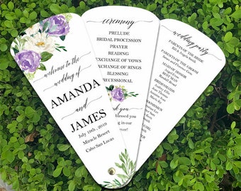 Wedding Program Petal Fans Fully Assembled - Lilac Lavender Marilyn Collection TPC9002