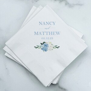 Blue Lavender Gilded Cocktail Napkin S/4 main image 1