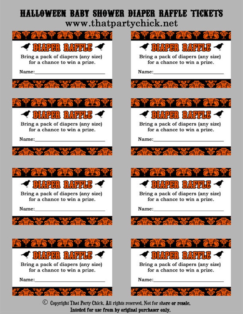 halloween diaper raffle ticket printable vintage stroller etsy