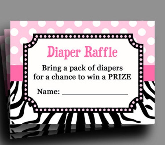 50% OFF SALE - Baby Girl Diaper Raffle Printable - Instant Download - Pink Zebra Dot Collection Il_570xn