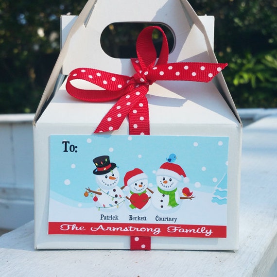 Personalized Christmas Gift Tags - PRINTED or PRINTABLE - Labels, Calling Cards, Treat Tag - Snowman Family Tag Il_570xn