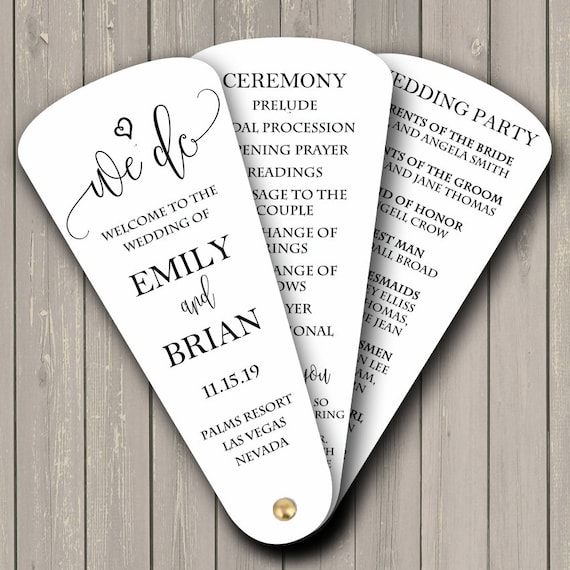 Wedding Program Petal Fans Assembled - Wedding We Do Collection Il_570xn