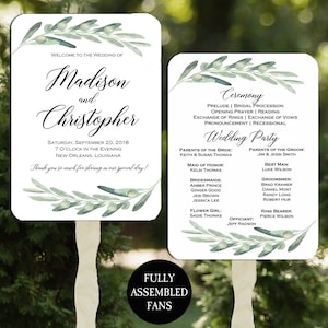 Wedding Program Fans Assembled Greenery Rustic Collection