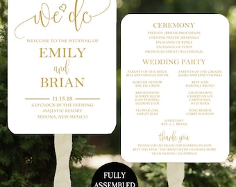 We Do Gold Wedding Program Fans Assembled - Wedding We Do Gold Collection TPC9025