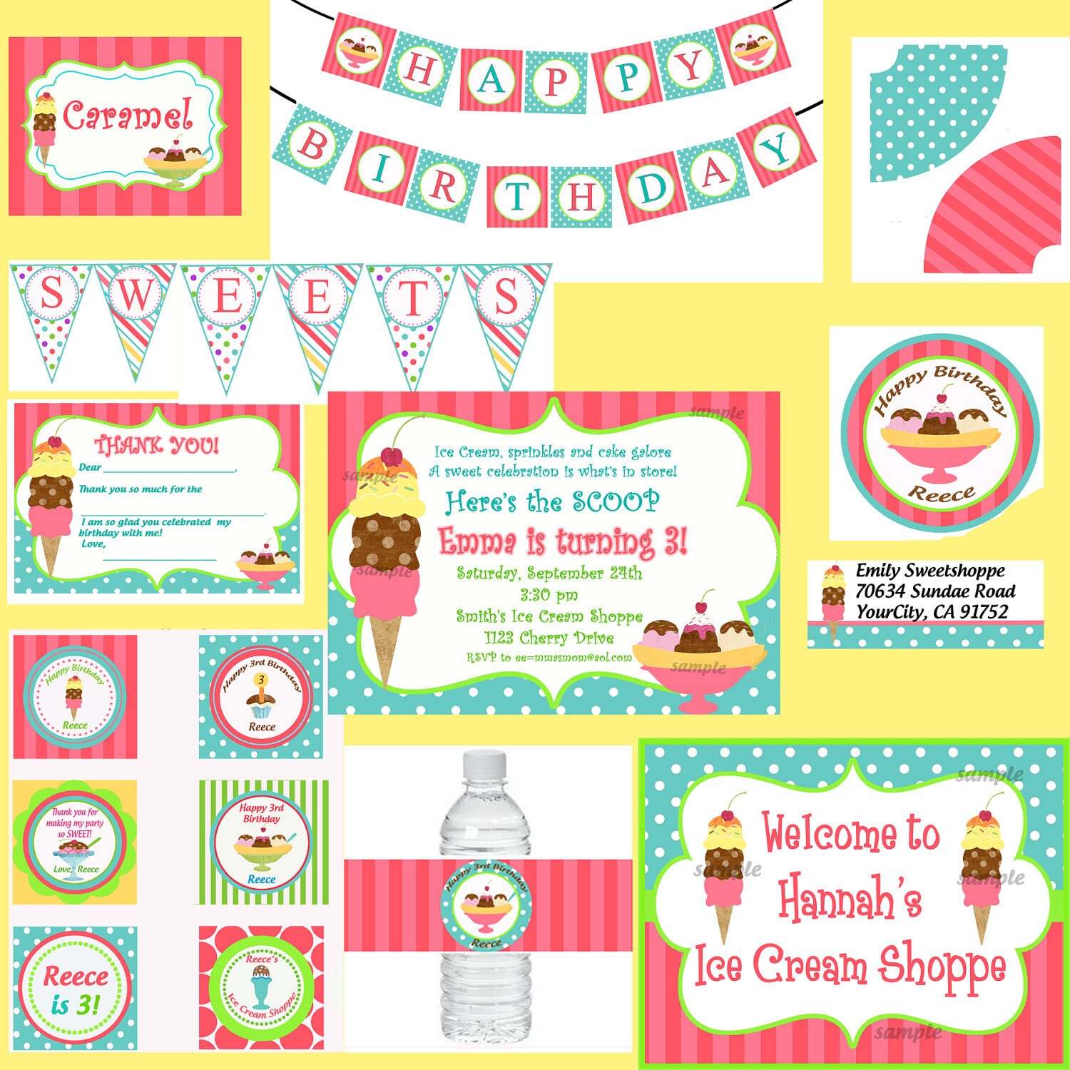 Ice Cream Invitation Printable or Printed with FREE SHIPPING | Etsy