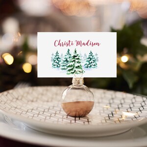 Cartoline di Natale tensiate o Flat Personalized Stampa - Lunch Brunch Dinner - Alberi di Natale e neve