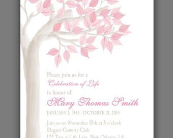 Elegant Tree Celebration of Life Invitation Printable or Printed with FREE SHIPPING - ANY Occasion