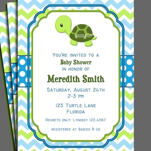 Turtle Invitation Printable or Printed with FREE SHIPPING Birthday or Baby Shower One Special Turtle Collection image 1