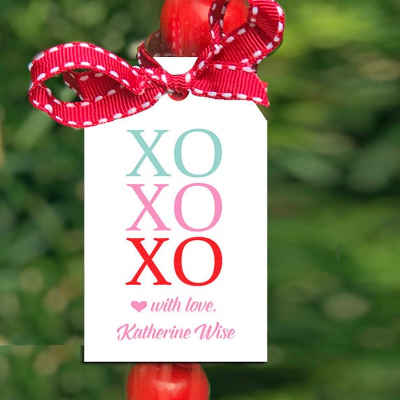 Valentine XOXO Valentine Tag Valentine's Day Tags, Personalized Valentine's Tag, Printed Printable Valentine's Day Tag Il_570xn