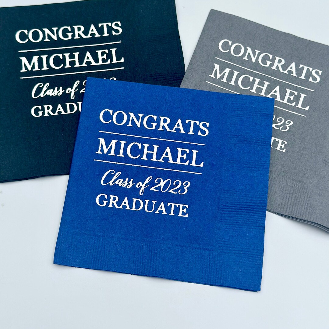 Graduation Napkins Cocktail Beverage Custom You Pick Colors Etsy