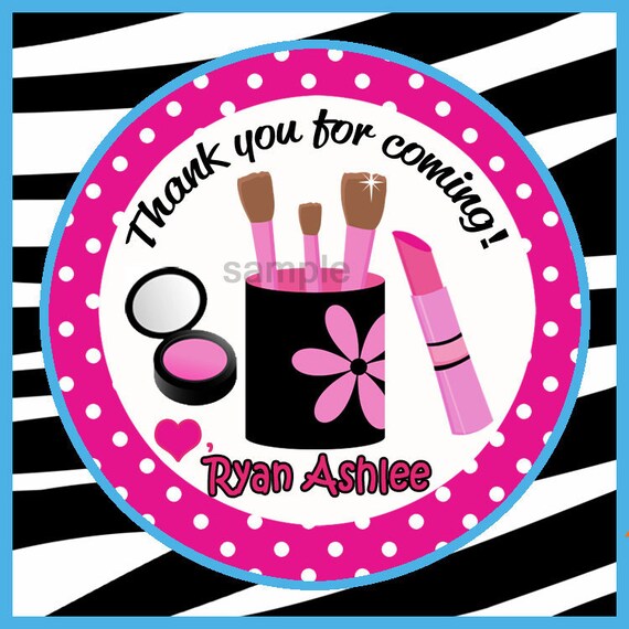 Make Up Favor Tag or Dress Up Party Fashion Show Printable or Printed with FREE SHIPPING- ANY Wording Il_570xn
