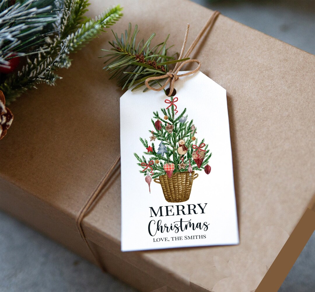 PRINTED Christmas Gift Tags Personalized Rustic Christmas Tree