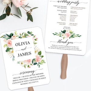 Blush Wedding Program Fans Assembled 25 is MINIMUM ORDER Elegant Blush Floral Sophia Collection TPC9017 image 9