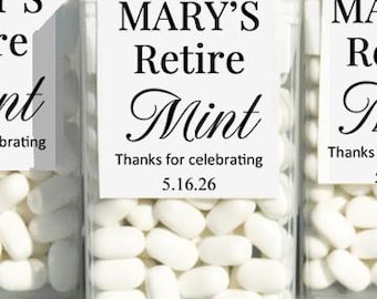 Personalized Retire Mint Favors Retirement Party Tic Tacs Printed Minimalist