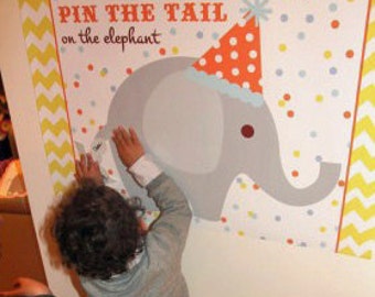Pin the Tail on the Elephant Game: Animal Parade Printable (Instant Download)