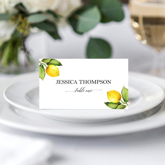 Lemon Place Cards Tented or Flat Wedding Birthday Personalized Printed