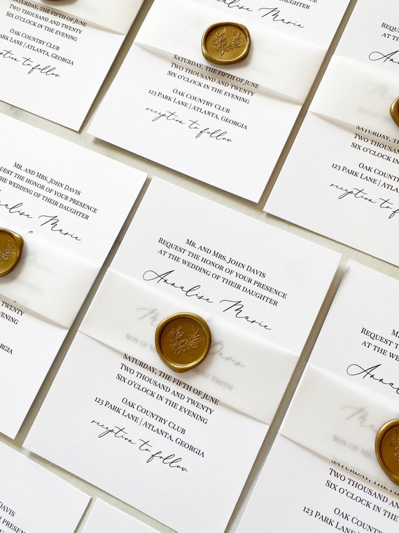 Vellum Belly Band and Wax Seal Wedding Embellishments Bells and