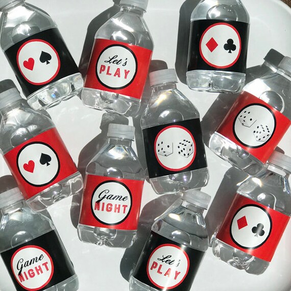 Game Night Water Bottle Labels Printable Instant Download Game