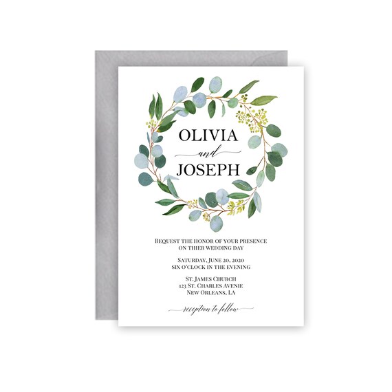 Greenery Invitation Printable or Printed with FREE SHIPPING -Birthday, Rehearsal Dinner, Shower - White Pumpkin Collection Il_570xn