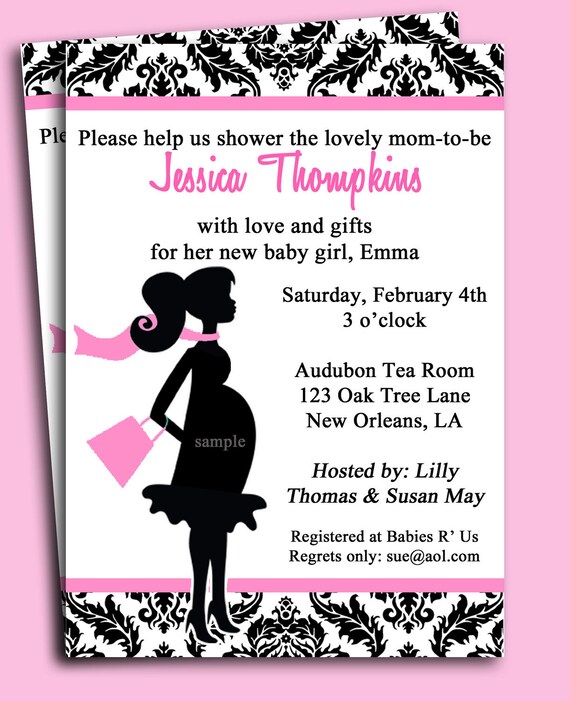 Baby Shower Invitation Printable or Printed with FREE SHIPPING - Damask Chic Collection Girl, Boy or Surprise Il_570xn