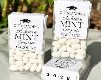 Personalized Graduation Party Favors Class of 2026 Achieve-Mint Tic Tac Topper Label Printed Graduation Favor Gift Thank You