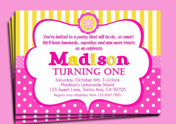 Pink Lemonade Invitation Printable or Printed with FREE SHIPPING - Customized for Your Party, Birthday, Baby Shower, etc. Il_570xn