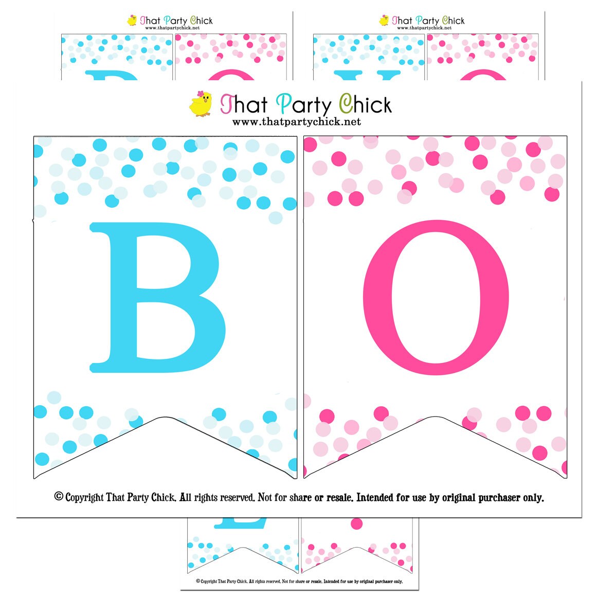 Gender reveal banner bunting instant download confetti etsy