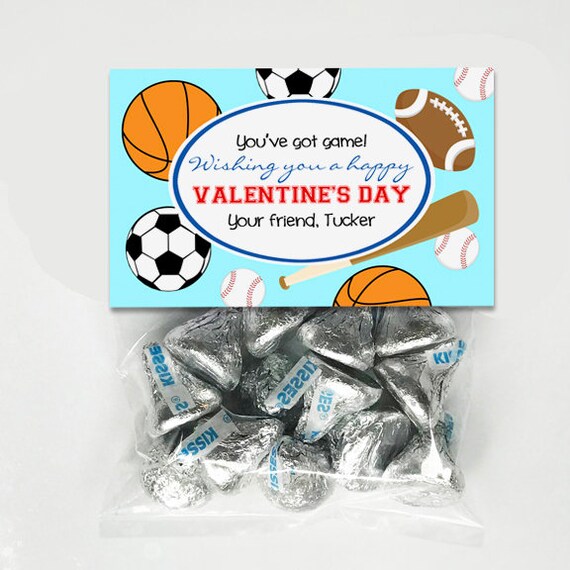 Sports Valentine Tent Style Bag Topper Personalized Printable or Printed with FREE Shipping Il_570xn