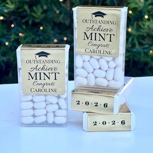 Personalized Graduation Party Favors Any Color Graduation Class of 2026 Achieve-Mint Tic Tac Topper Label Printed Graduation Favor Thank You