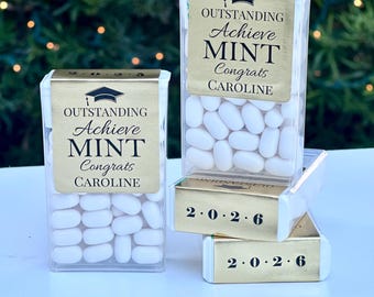 Personalized Graduation Party Favors Any Color Graduation Class of 2026 Achieve-Mint Tic Tac Topper Label Printed Graduation Favor Thank You