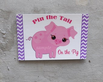 50% OFF SALE - Pin the Tail on the Pig Game Printable - Instant Download - Little Piggy Fun