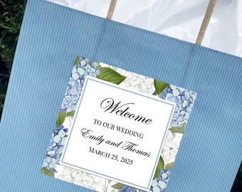 Blue Hydrangea Wedding Welcome Bags and Note Wedding Bridal Shower Bridesmaids Proposal Dusty Blue Hydrangea Elizabeth Collection TPC9001