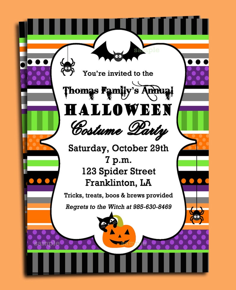 ANY Wording Fun and Fabulous Halloween Party Collection Halloween Invitation Printable or Printed with FREE SHIPPING