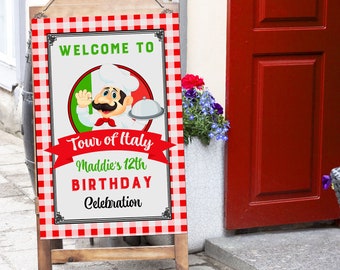 Personalized Italian Pizza Pasta Party Poster Printable or Printed with FREE Shipping - ANY Wording  - Italian Waiter Collection