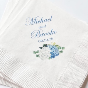 Blue Hydrangea Napkins Wedding Birthday Cocktail Beverage Napkins Dusty Blue Hydrangea Elizabeth Collection TPC9001