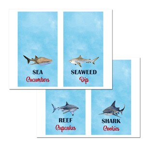 EDITABLE Shark Tent Style Buffet Labels Printable - Instant Download - Shark Reef Collection - Etsy