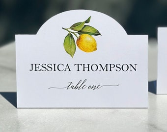 Lemon Contour Cut Place Cards XL Folded Wedding Birthday Personalized Printed - Love and Lemons Collection TPC9019