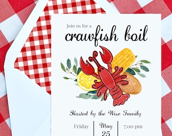 Crawfish Boil Birthday Enagagement Part Invitations Birthday Party Graduation Party