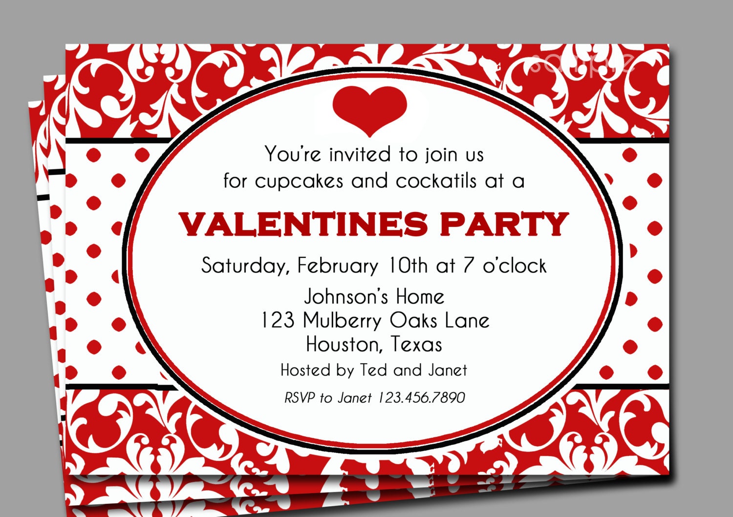Valentine s Invitation Printable Or Printed With FREE Etsy
