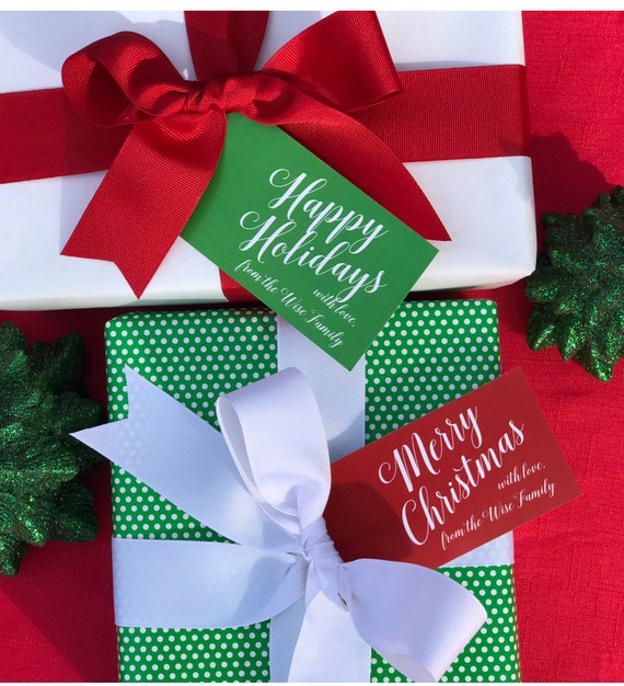 Personalized Christmas Gift Tags Printable or Printed with FREE SHIPPING - ANY Wording - Holly Merry and Bright Il_570xn