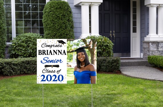 Personalized Senior Graduation Class of 2020 Yard Sign with Photo including Stakes - ANY Color Font Il_570xn