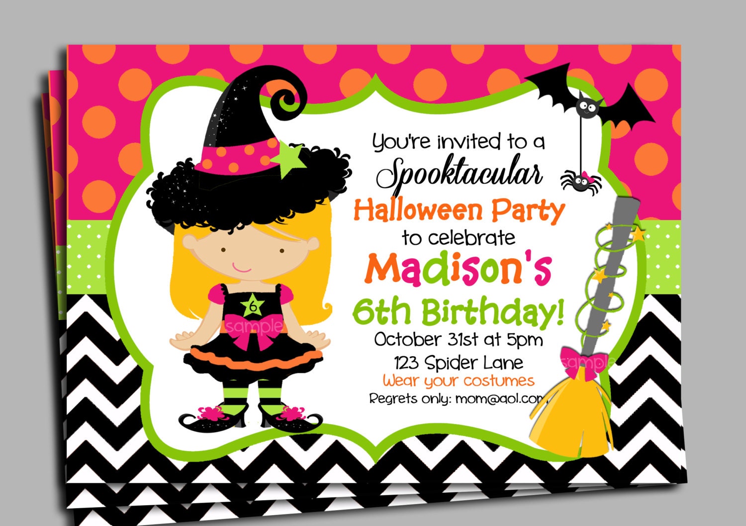 Halloween Invitation Printable or Printed with FREE SHIPPING | Etsy