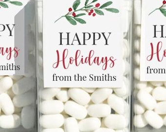 Personalized Mint Holiday Gifts Favors Treats Office Christmas Holiday Party Tic Tacs Printed